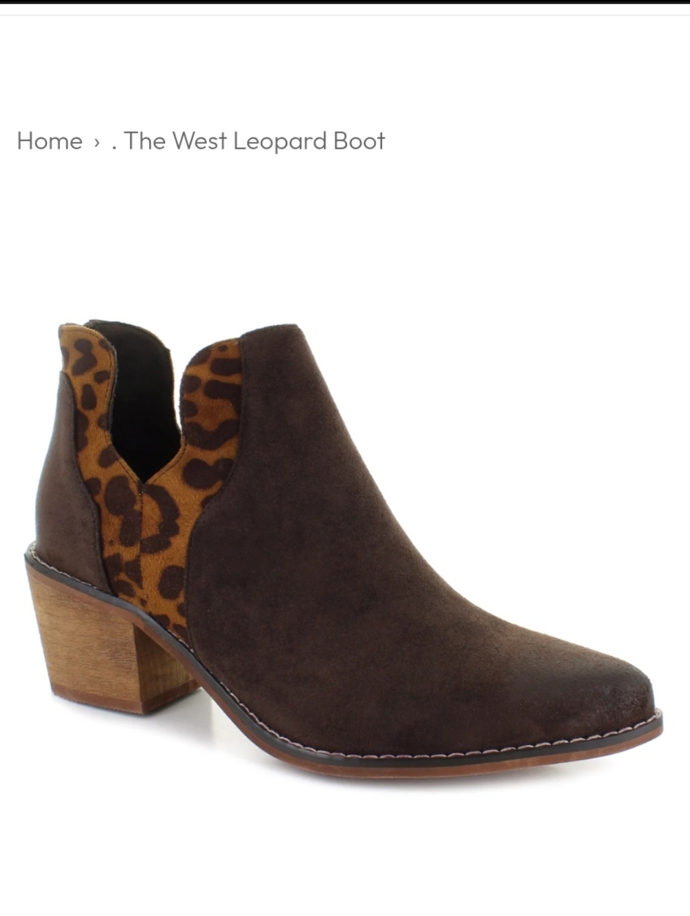 Pierre Dumas Dark Brown Suede Ankle Boot with Leopard Panel